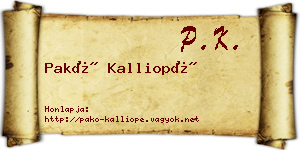 Pakó Kalliopé névjegykártya